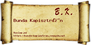 Bunda Kapisztrán névjegykártya